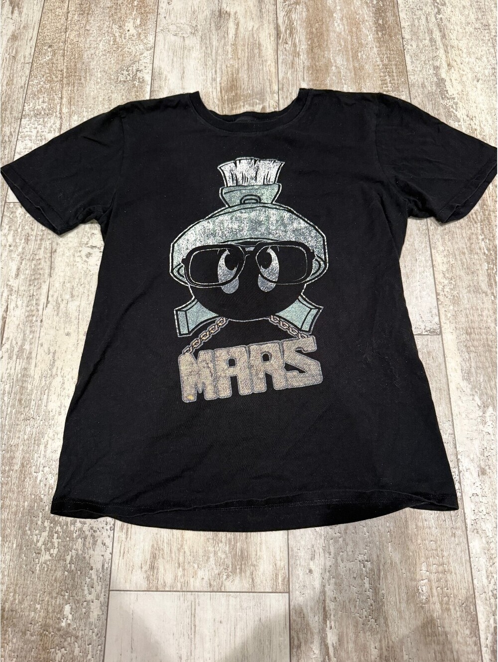 Jordan S Marvin the Martian Mars Graphic Tee Black Y2K